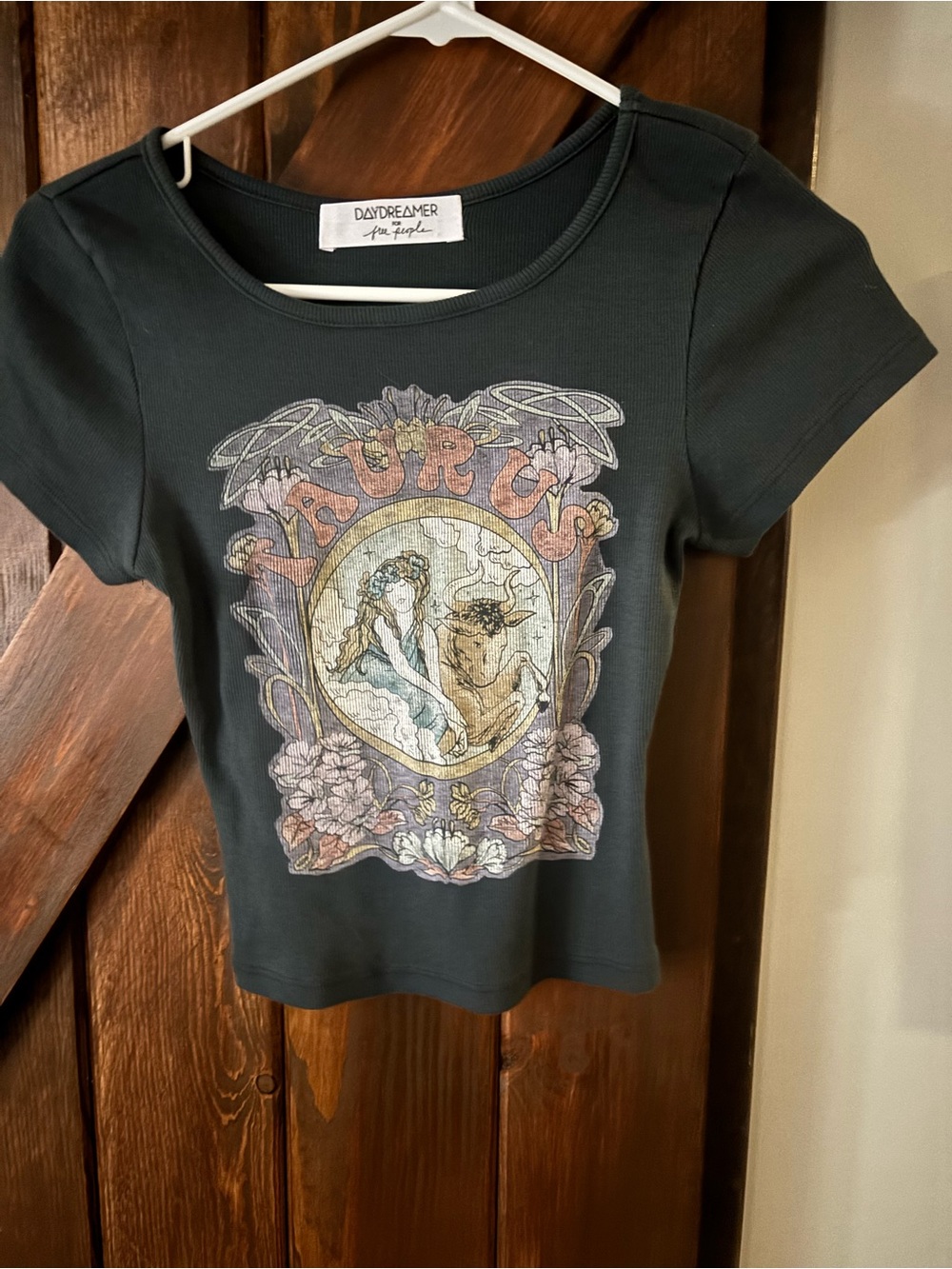 Free People Dark Grey Taurus Graphic Short Sleeve Tee